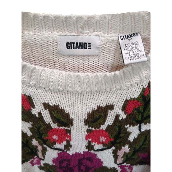 Vintage Gitano Sweater Size L 90's Y2K Ivory - Picture 2 of 7